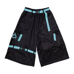 NEW ACDC RAG - Error Code Cyberpunk Tech Black Blue Capri Cargo Pants